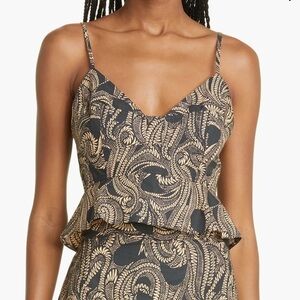 A.L.C. Brooke Printed Peplum Cami Tank Top Womens 12